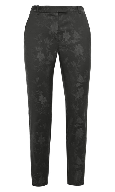 FLORAL JACQUARD CIGARETTE TROUSER