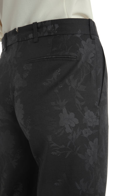 FLORAL JACQUARD CIGARETTE TROUSER