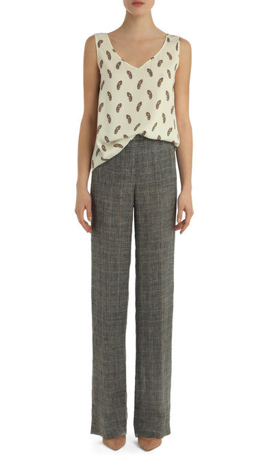 RAMSAY BLK/WHT LINEN TROUSER