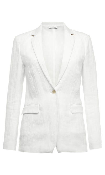 White Tailored Linen Blazer