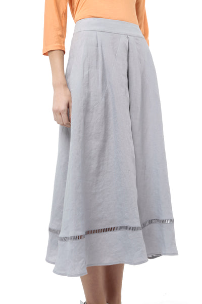 Cloud Washed Linen Midi Skirt