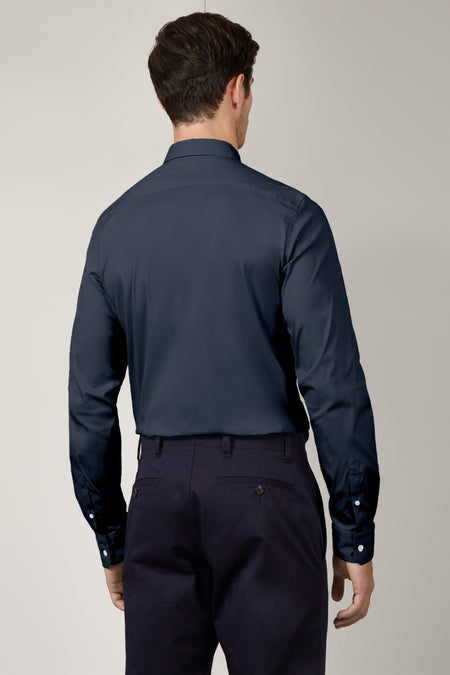 Navy Duncan Italian Poplin Shirt