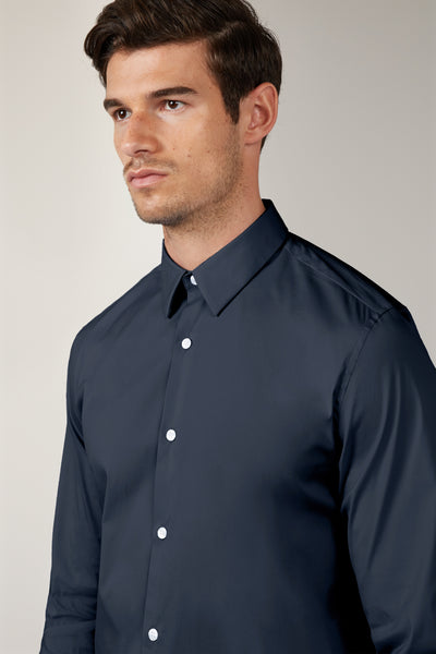 Navy Duncan Italian Poplin Shirt