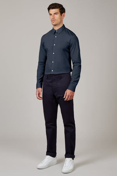Navy Duncan Italian Poplin Shirt