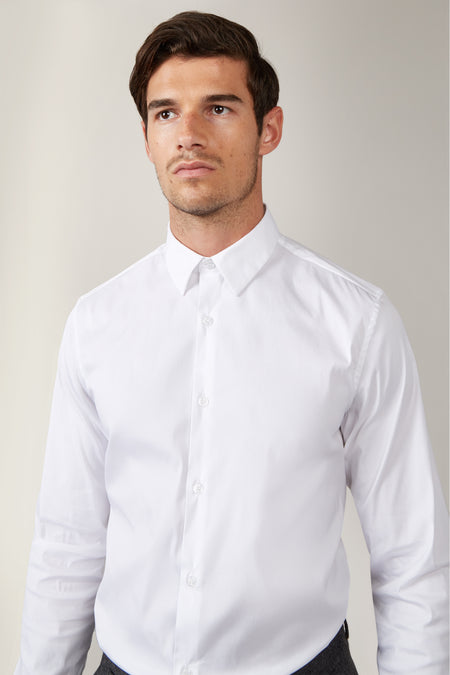 White Duncan Italian Poplin Shirt