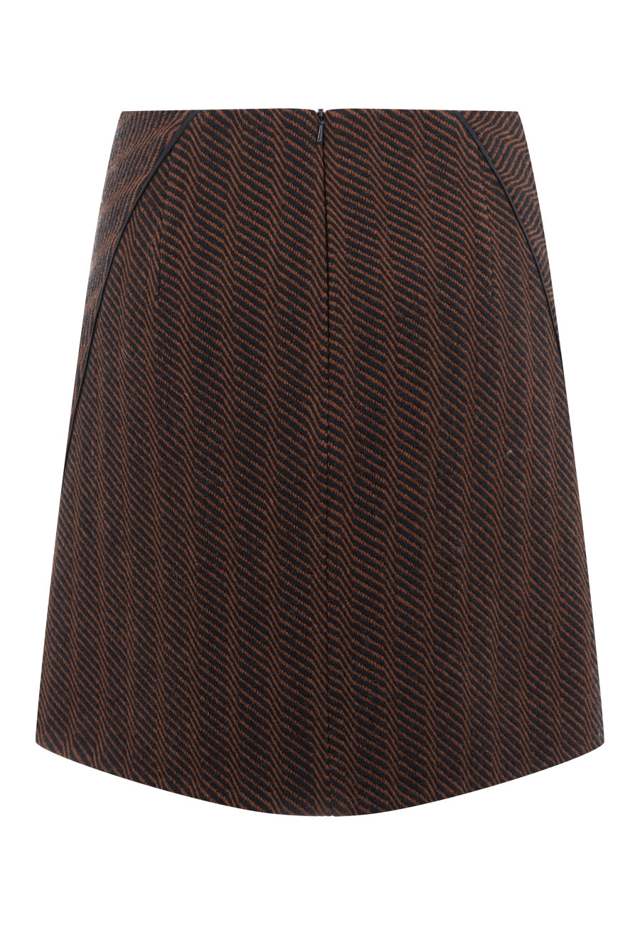 Dark Orange/Navy Animal Tweed Skirt