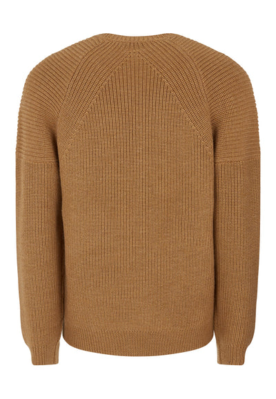 Camel Crew Neck Fishermans Jumper