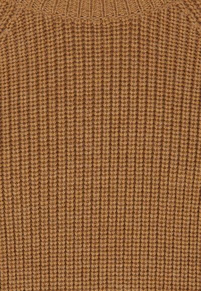 Camel Crew Neck Fishermans Jumper