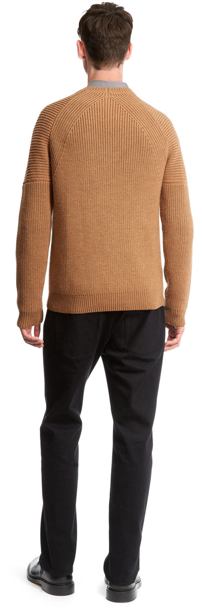 Camel Crew Neck Fishermans Jumper