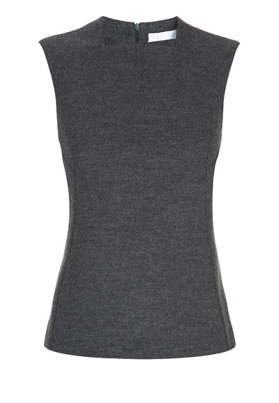 Grey Melange Darted Top