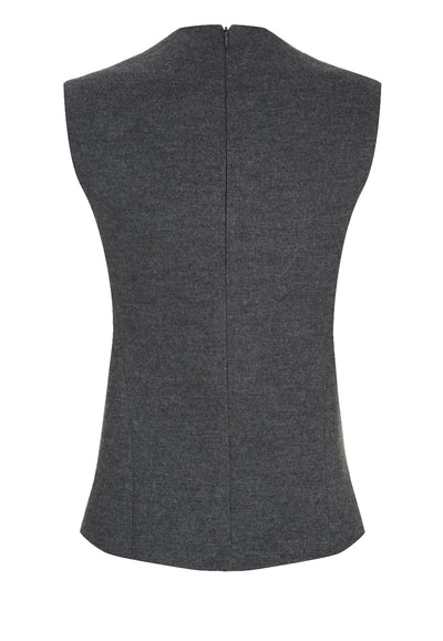 Grey Melange Darted Top