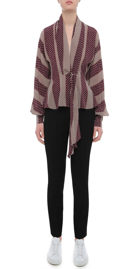 MENDEL OXBLOOD STRIPE BLOUSE