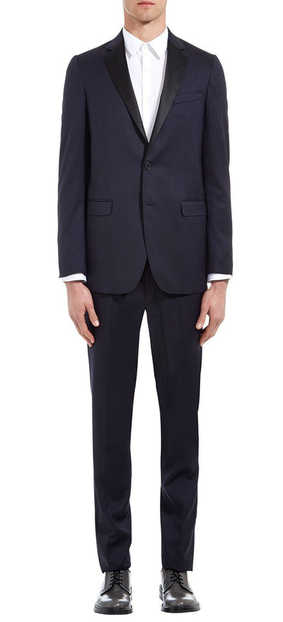 WOOL FLAT FRONT TUXEDO TROUSER
