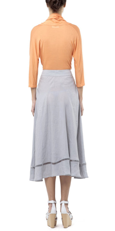 Cloud Washed Linen Midi Skirt