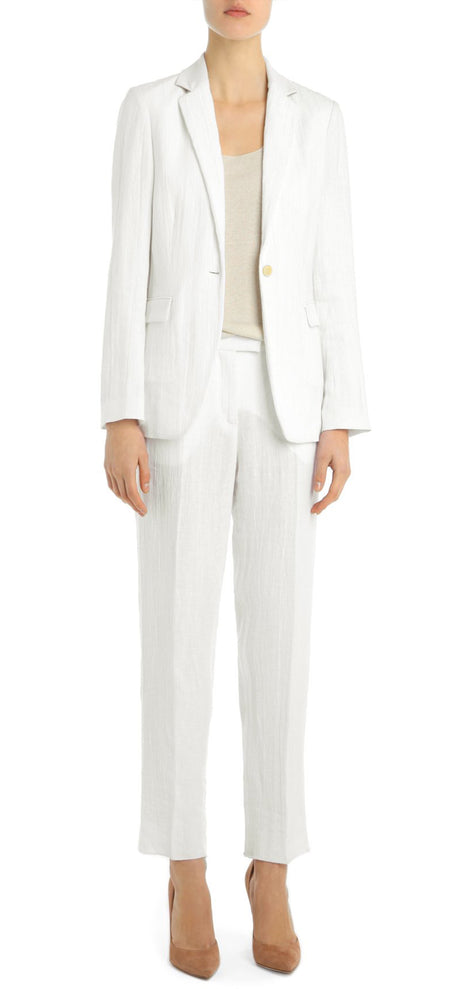 White Tailored Linen Blazer