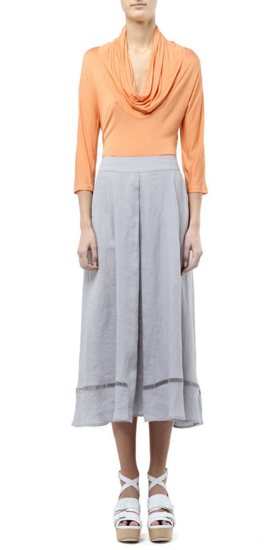 Cloud Washed Linen Midi Skirt